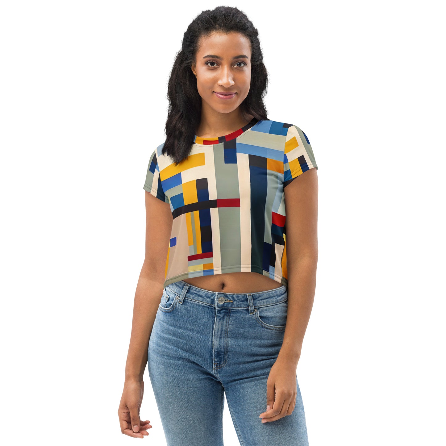 DMV 0072 Abstract Art All-Over Print Crop Tee