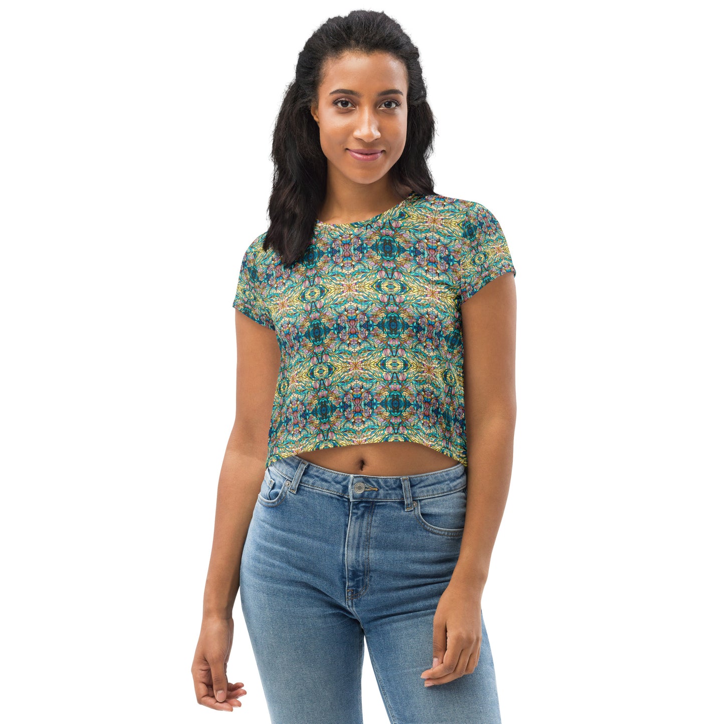 DMV 0049 Chic Boho All-Over Print Crop Tee