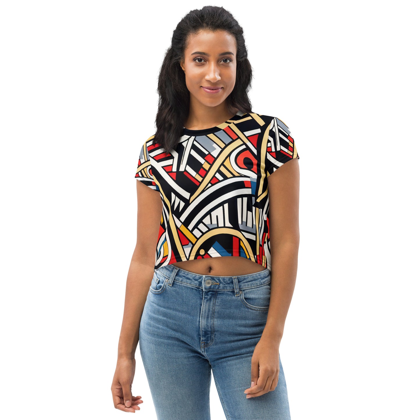 DMV 0001 Boho All-Over Print Crop Tee