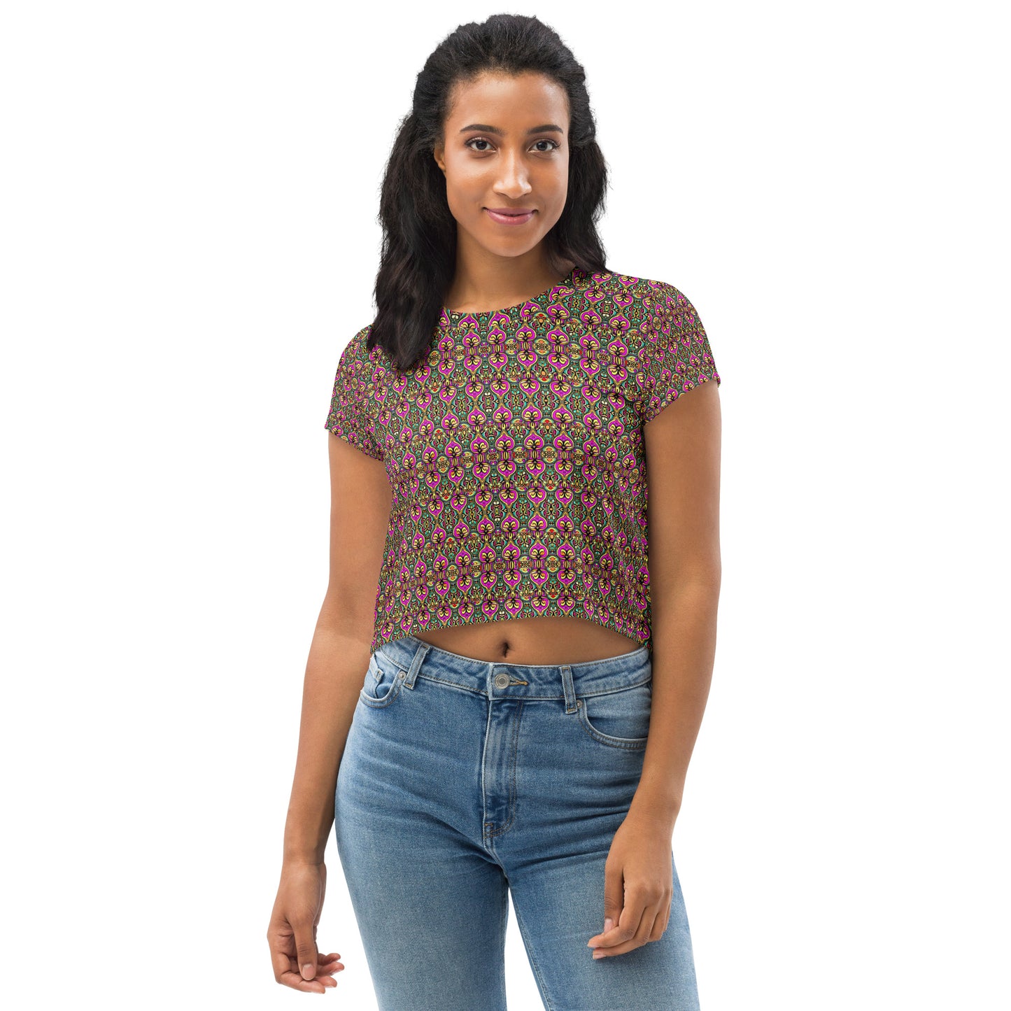 DMV 0239 Psy Artsy All-Over Print Crop Tee