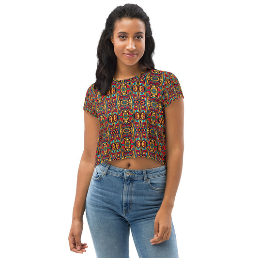 DMV 0249 Psy Artsy All-Over Print Crop Tee