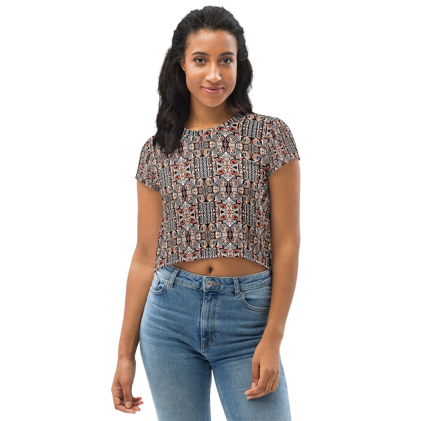 DMV 0274 Chic Boho All-Over Print Crop Tee