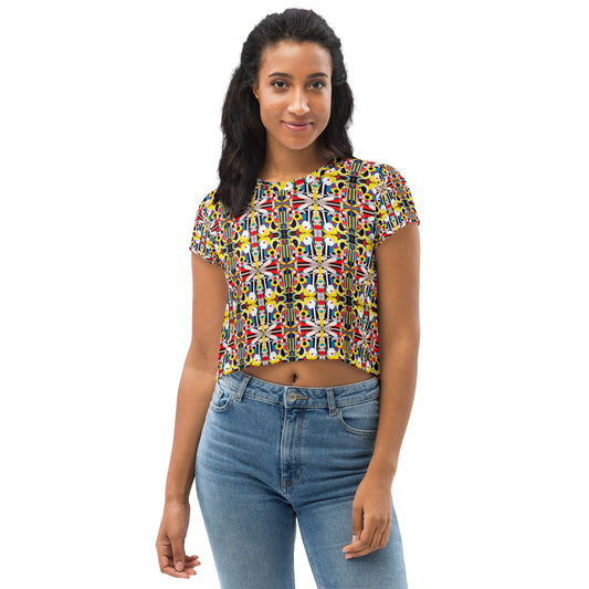 DMV 0246 Chic Boho All-Over Print Crop Tee