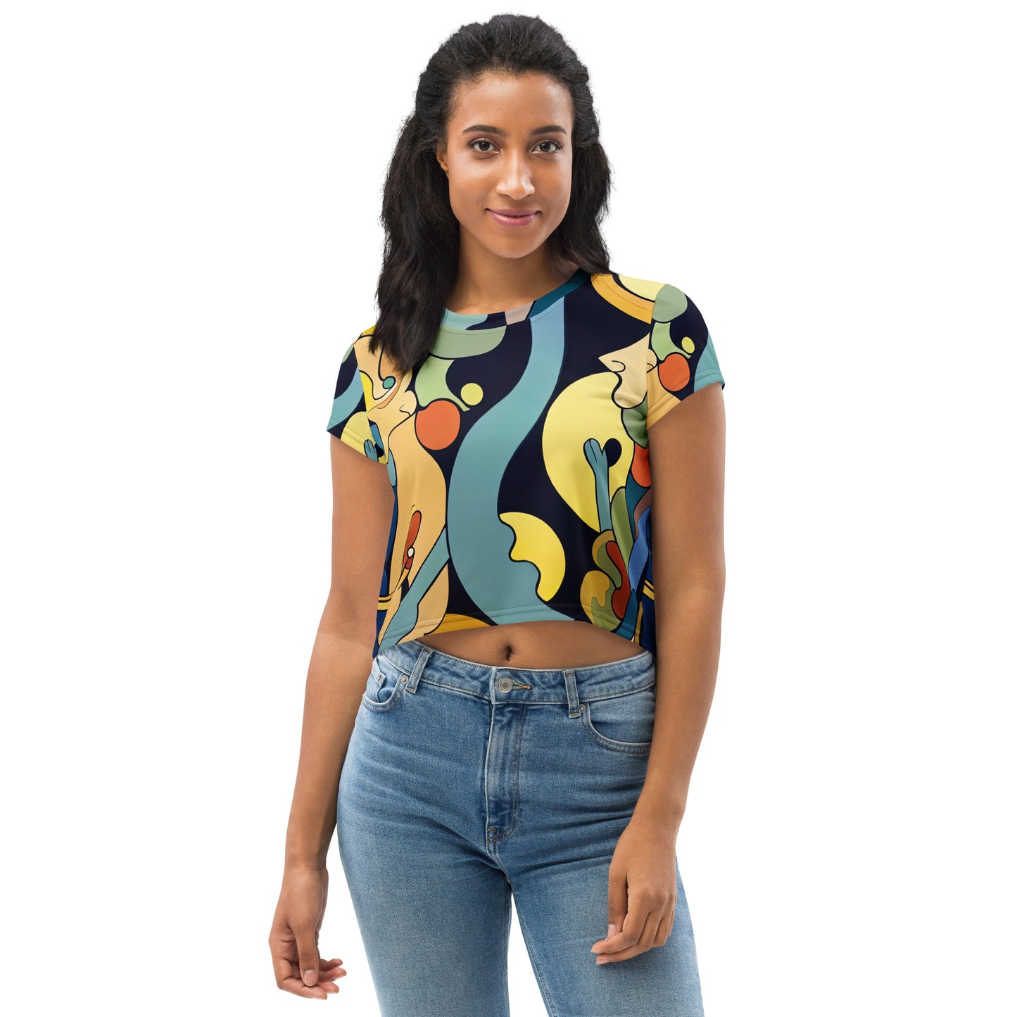 DMV 0242 Retro Art All-Over Print Crop Tee