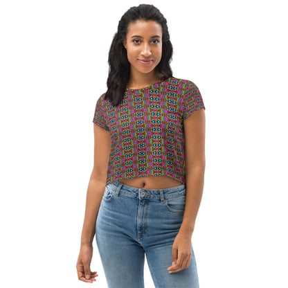 DMV 0270 Psy Artsy All-Over Print Crop Tee