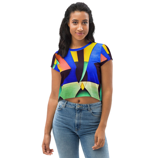 DMV 0255 Retro Art All-Over Print Crop Tee