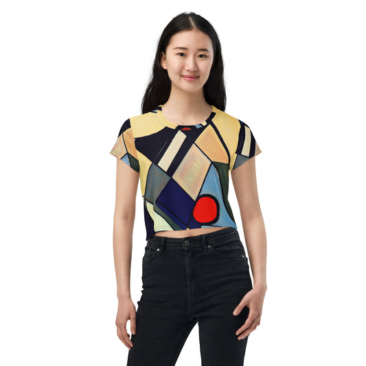 DMV 0234 Abstract Art All-Over Print Crop Tee