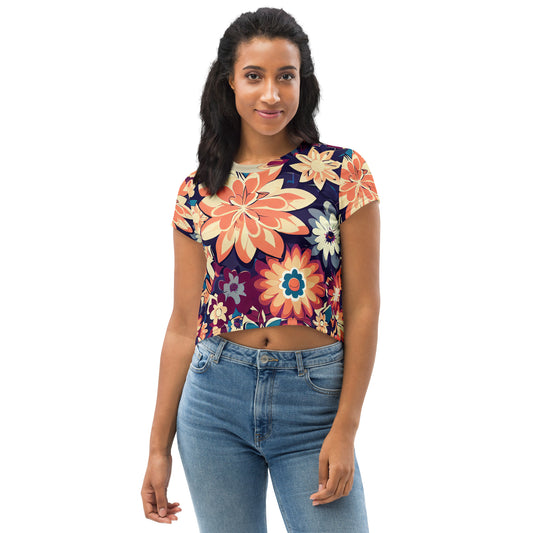 DMV 0253 Floral All-Over Print Crop Tee