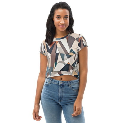 DMV 0264 Abstract Art All-Over Print Crop Tee