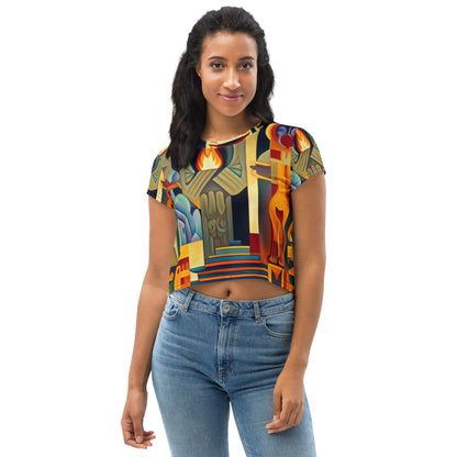 DMV 0237 Retro Art All-Over Print Crop Tee