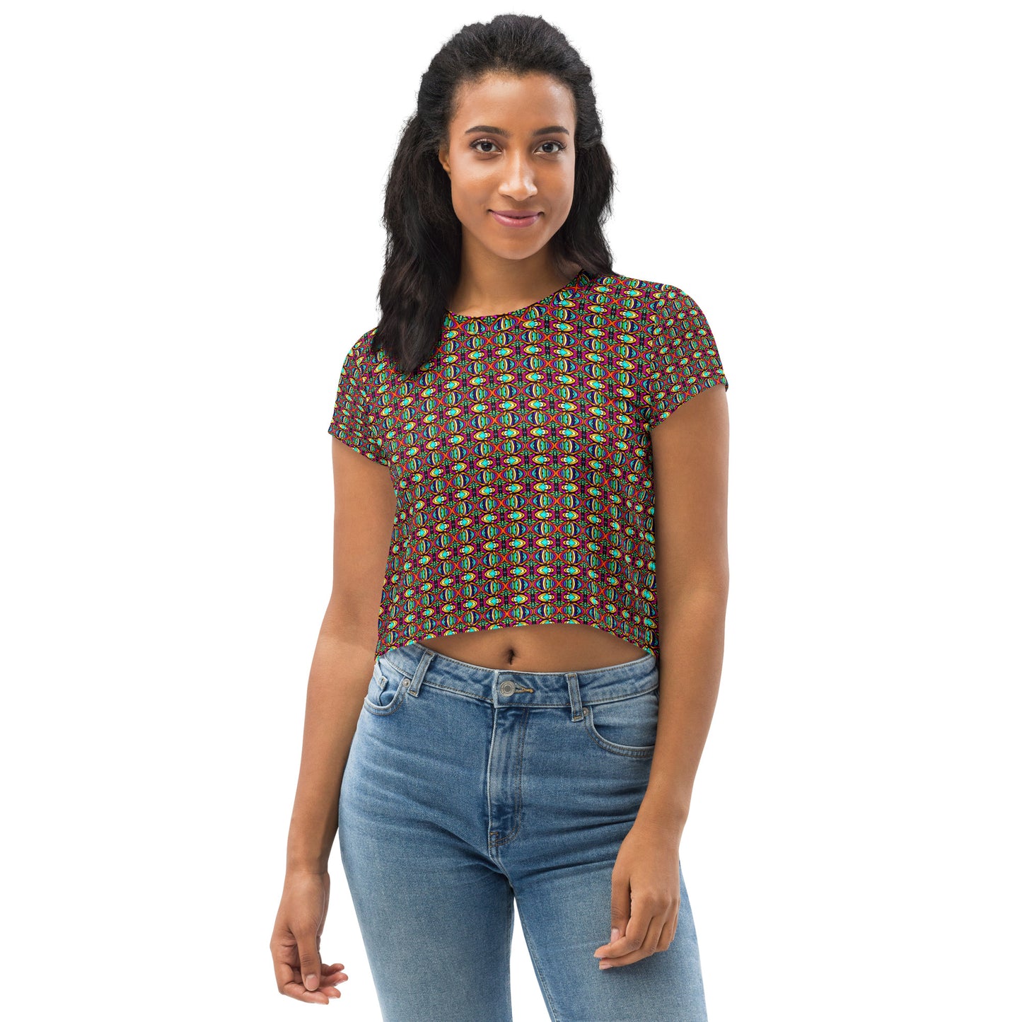 DMV 0241 Psy Artsy All-Over Print Crop Tee