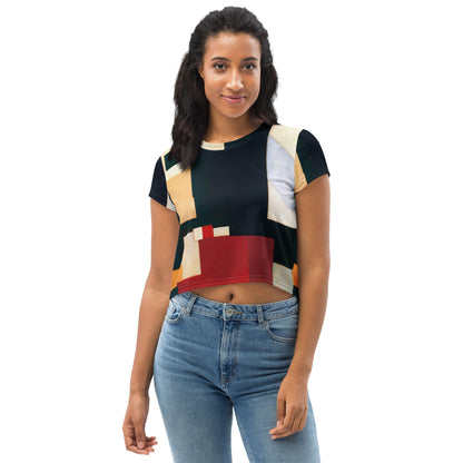 DMV 0223 Abstract Art All-Over Print Crop Tee