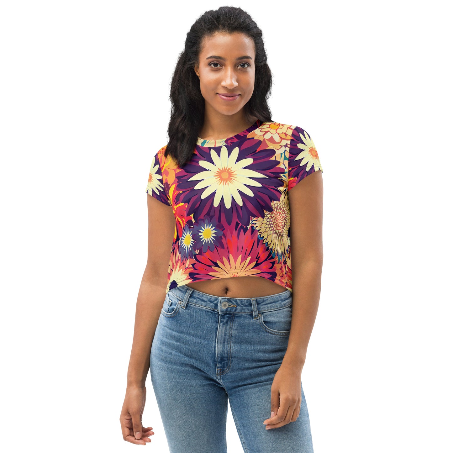 DMV 0097 Floral All-Over Print Crop Tee