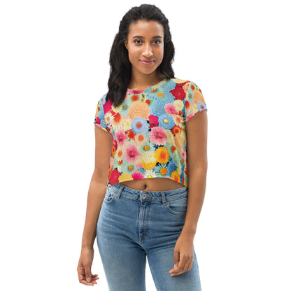 DMV 0106 Floral All-Over Print Crop Tee