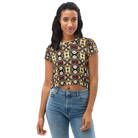 DMV 0247 Geo Boho All-Over Print Crop Tee