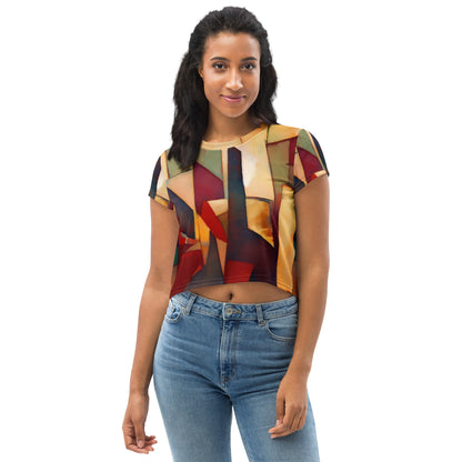 DMV 0251 Abstract Art All-Over Print Crop Tee