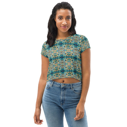 DMV 0254 Chic Boho All-Over Print Crop Tee