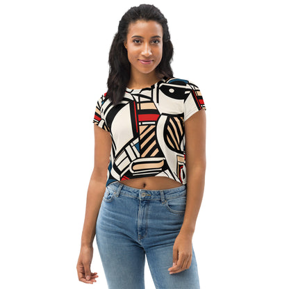 DMV 0226 Boho All-Over Print Crop Tee