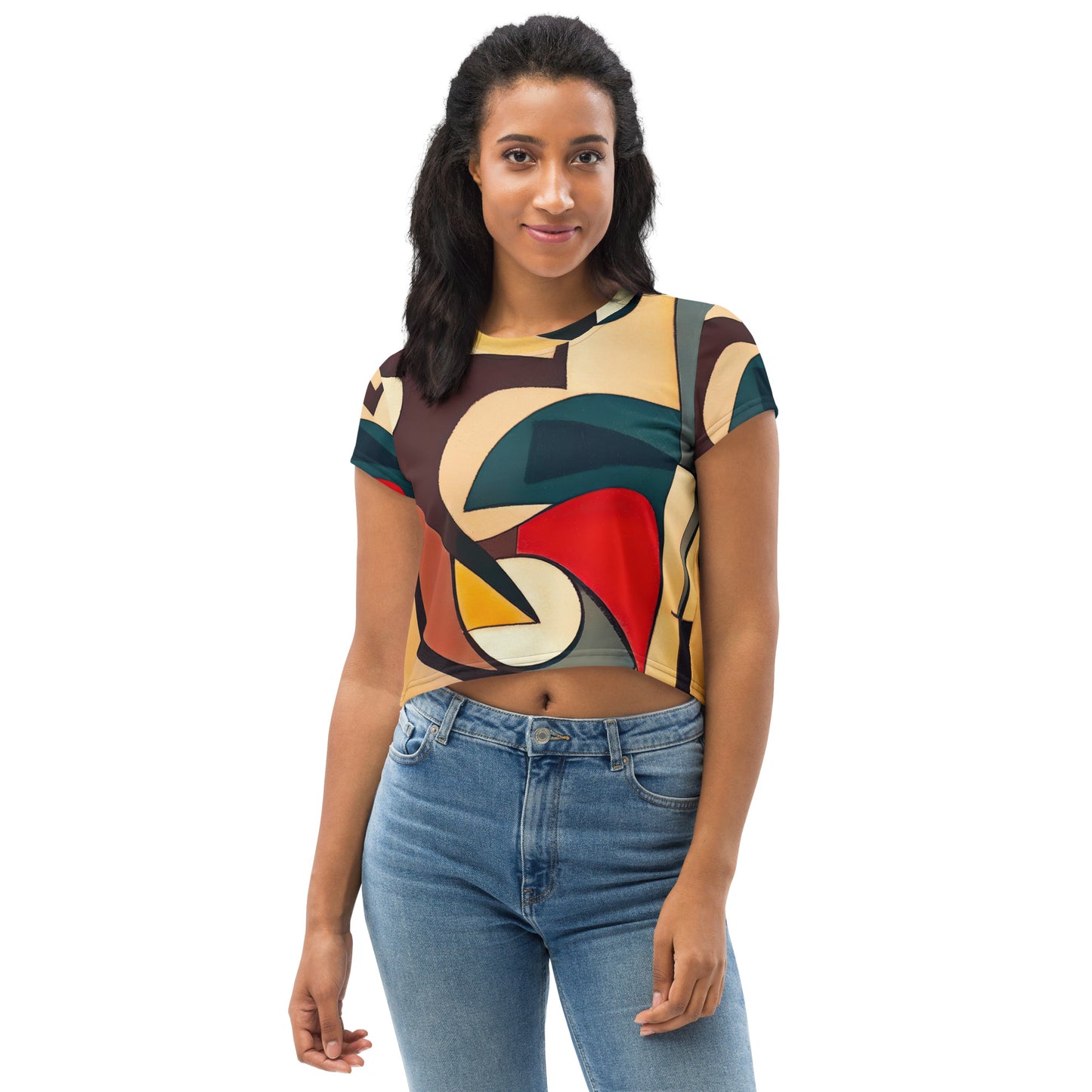 DMV 0296 Abstract Art All-Over Print Crop Tee