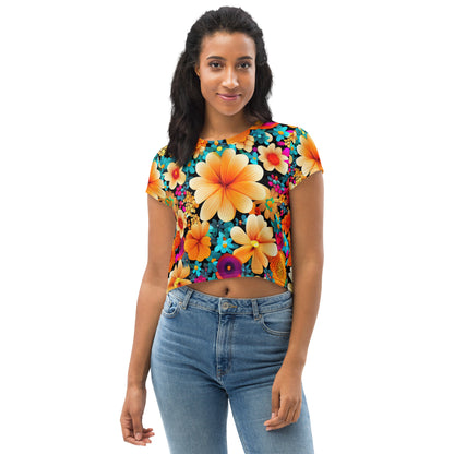 DMV 0259 Floral All-Over Print Crop Tee