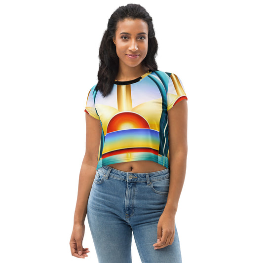 DMV 0262 Retro Art All-Over Print Crop Tee