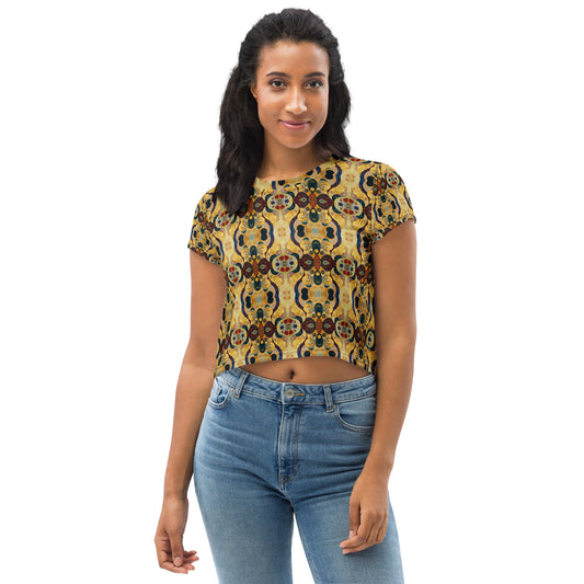 DMV 0407 Chic Boho All-Over Print Crop Tee