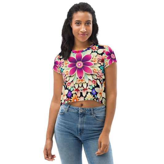 DMV 0307 Floral All-Over Print Crop Tee