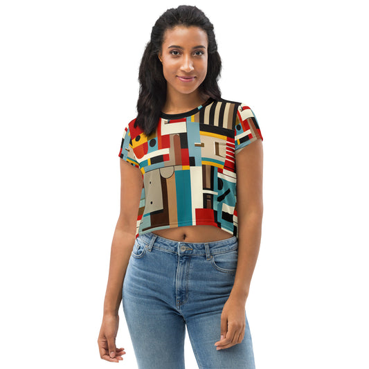 DMV 0413 Abstract Art All-Over Print Crop Tee