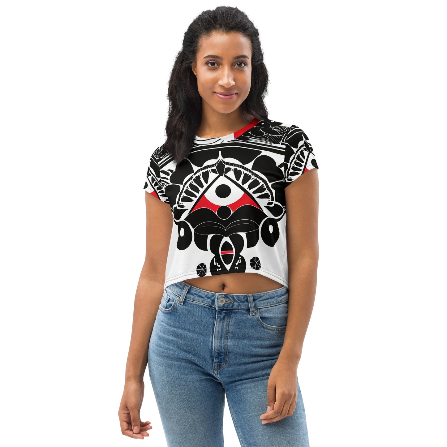 DMV 0294 Boho All-Over Print Crop Tee