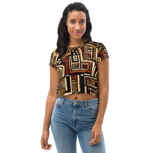 DMV 1521 Retro Art All-Over Print Crop Tee