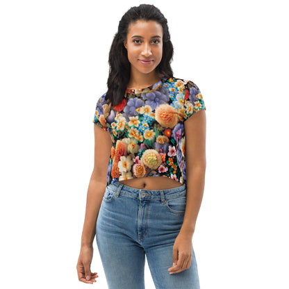 DMV 0302 Floral All-Over Print Crop Tee