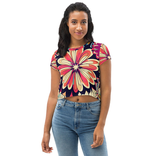 DMV 1525 Floral All-Over Print Crop Tee