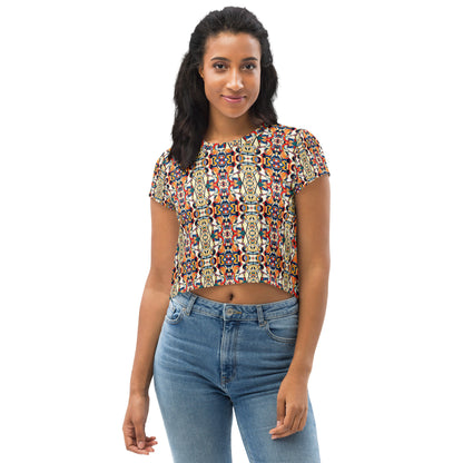 DMV 0157 Geo Boho All-Over Print Crop Tee