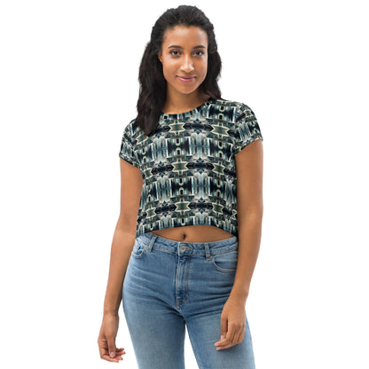 DMV 0414 Conceptual Artsy All-Over Print Crop Tee