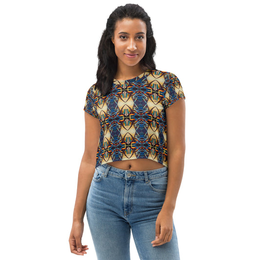 DMV 0406 Conceptual Artsy All-Over Print Crop Tee