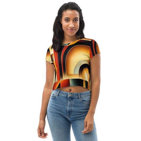 DMV 0261 Retro Art All-Over Print Crop Tee