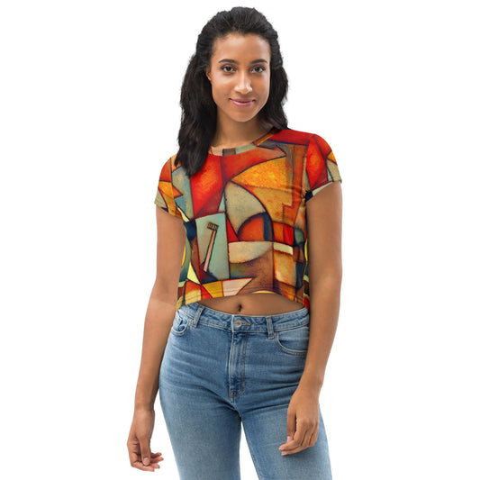 DMV 0298 Retro Art All-Over Print Crop Tee