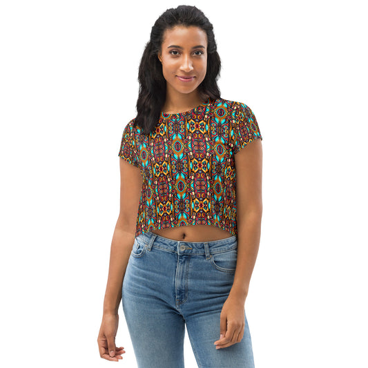 DMV 0426 Psy Artsy All-Over Print Crop Tee