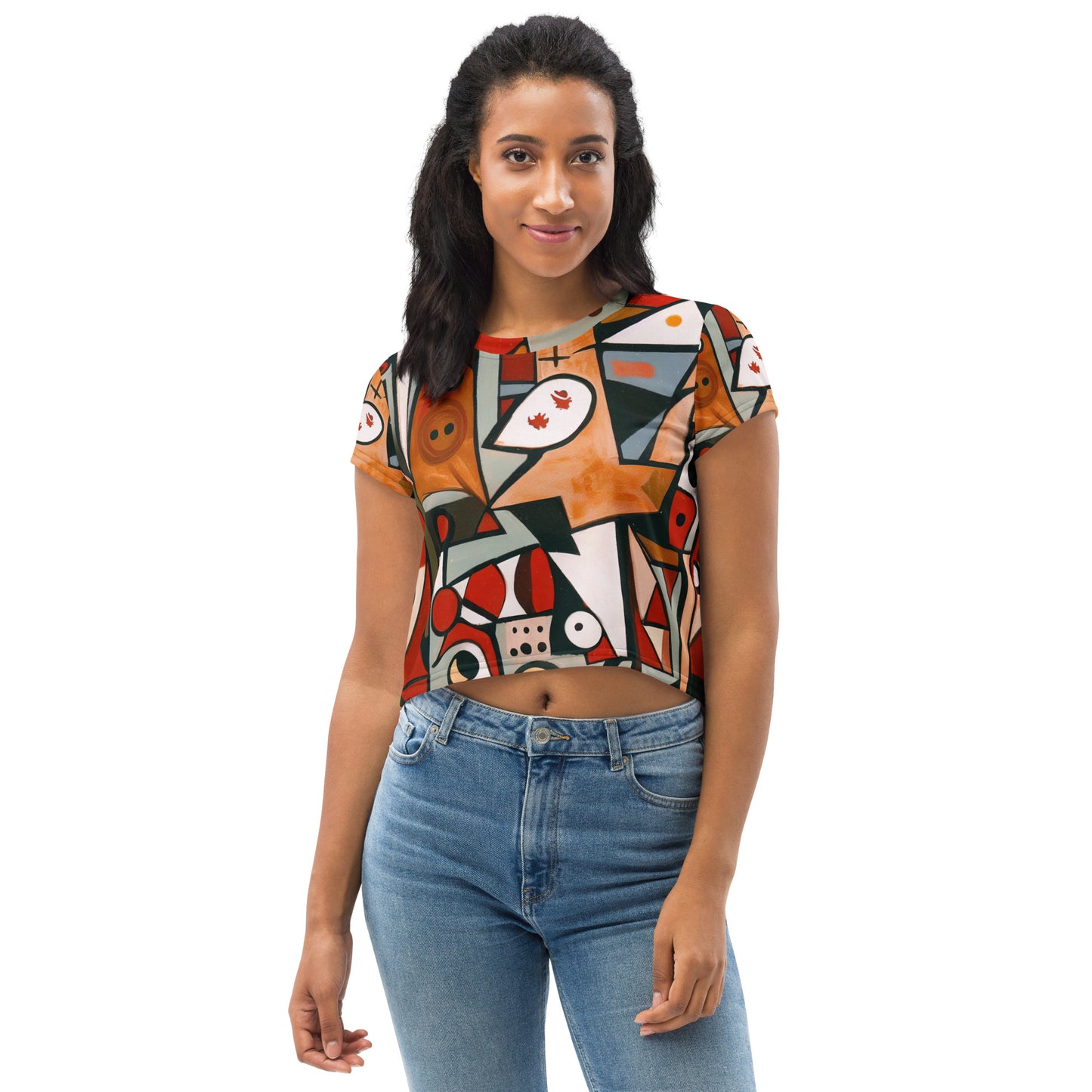 DMV 0522 Retro Art All-Over Print Crop Tee