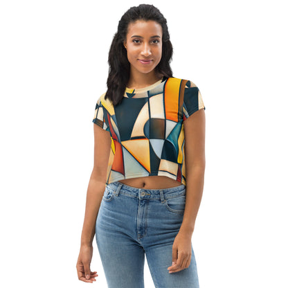 DMV 0433 Abstract Art All-Over Print Crop Tee