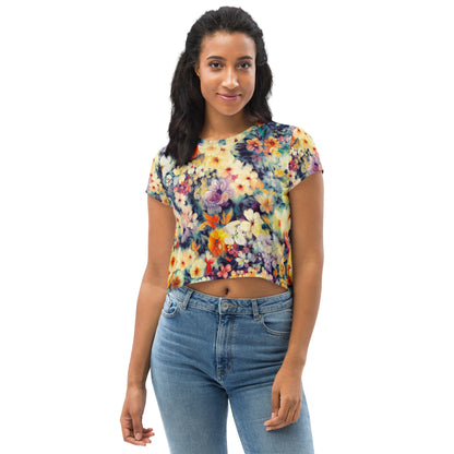 DMV 0513 Floral All-Over Print Crop Tee