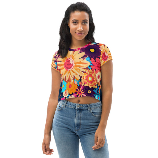 DMV 0770 Floral All-Over Print Crop Tee