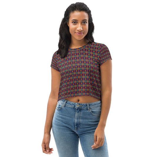 DMV 0493 Psy Artsy All-Over Print Crop Tee