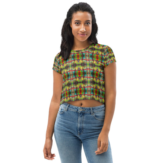 DMV 2104 Avant Garde Artsy All-Over Print Crop Tee