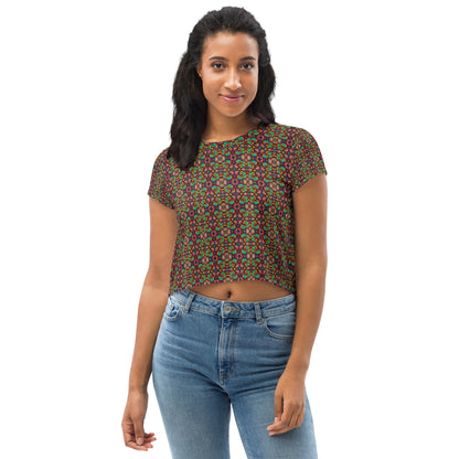 DMV 0398 Psy Artsy All-Over Print Crop Tee