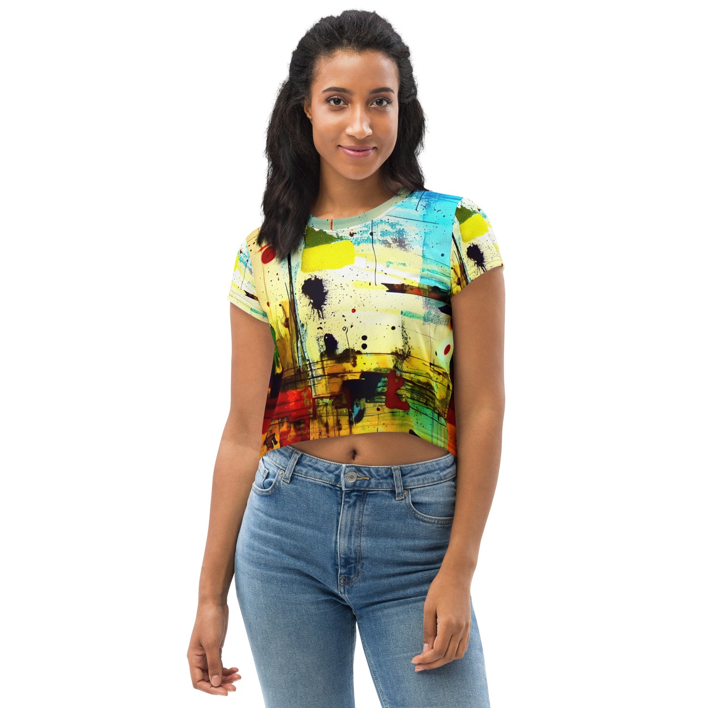 DMV 1217 Avant Garde All-Over Print Crop Tee