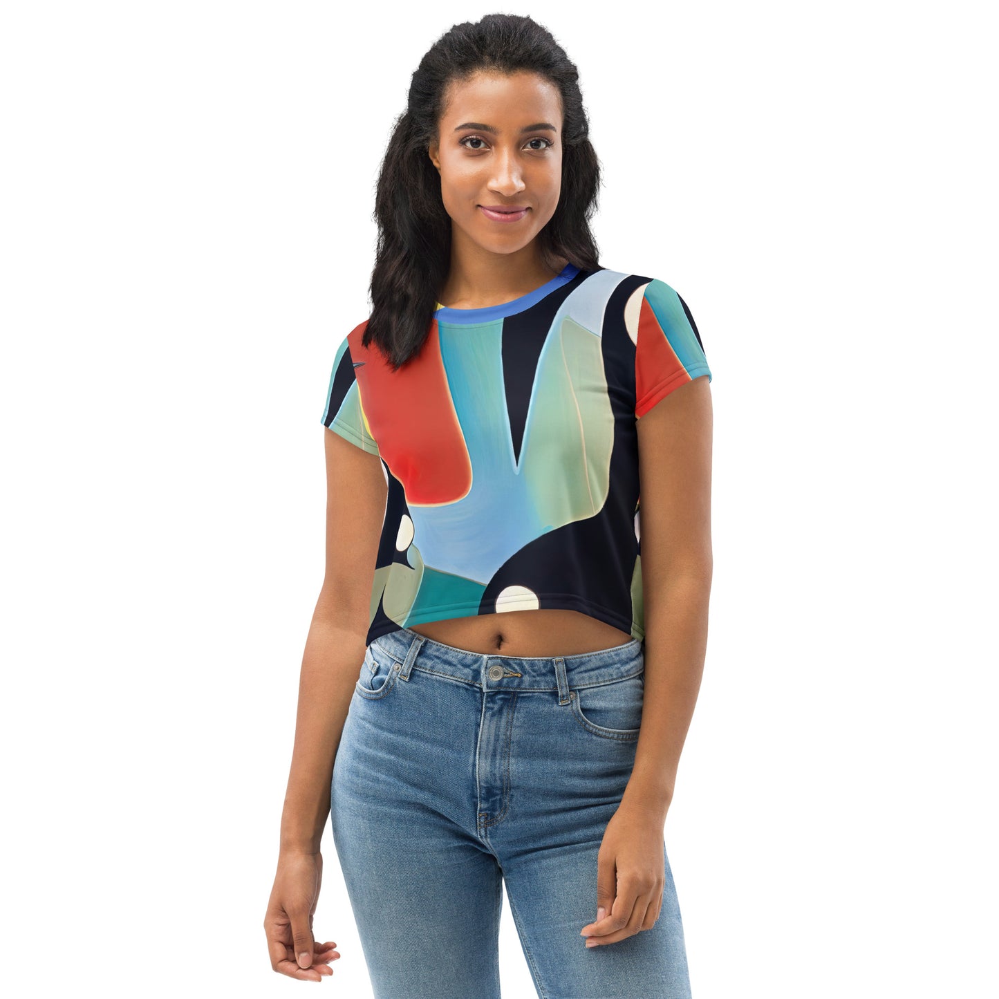 DMV 0653 Retro Art All-Over Print Crop Tee