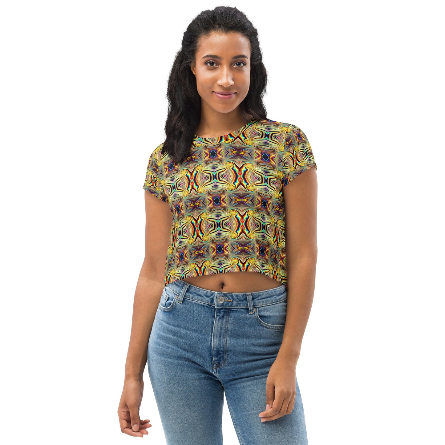 DMV 0943 Psy Artsy All-Over Print Crop Tee