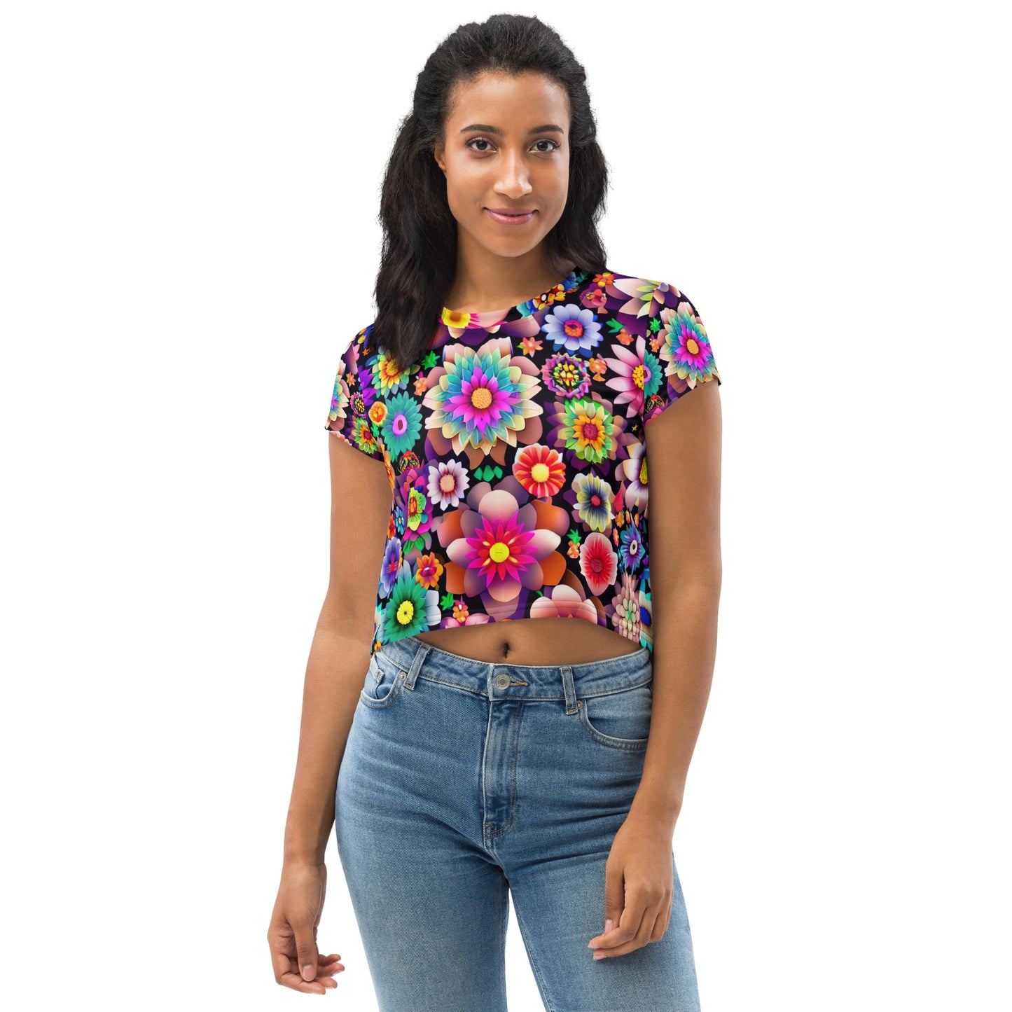 DMV 2007 Floral All-Over Print Crop Tee