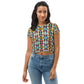 DMV 1782 Vintage Artsy All-Over Print Crop Tee